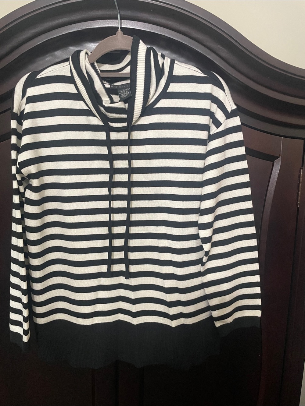 Design History Black & White Striped Turtleneck Sweater